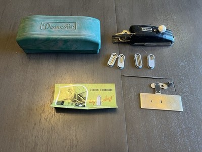 Domestic Sewing Magic Key Buttonhole Worker With Instructions Green Marble Case