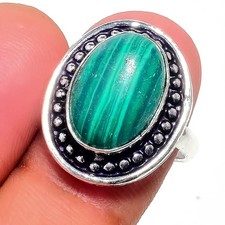 Green Malachite Gemstone Handmade 925 Sterling Silver All Size Ring For Gift