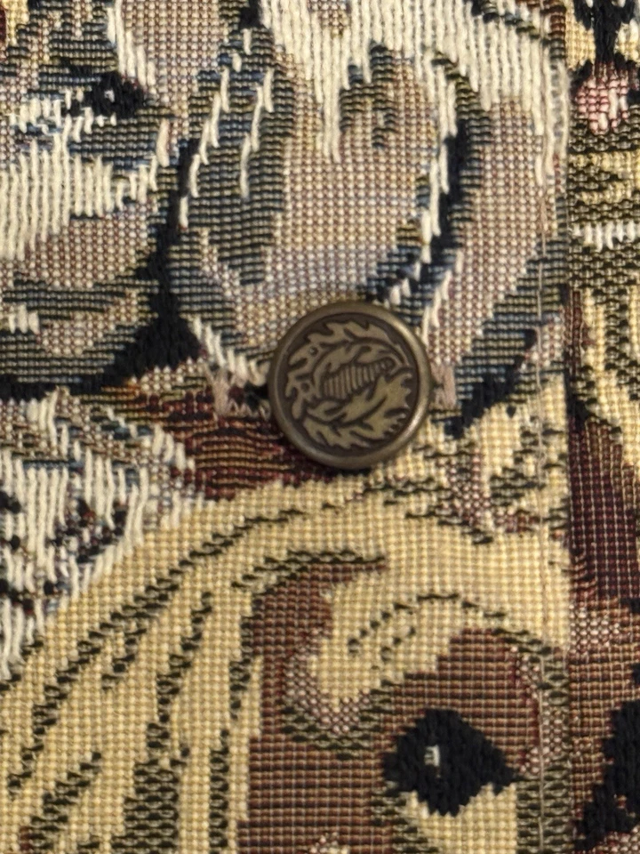 Chaleco tapiz estampado perro Nadia vintage grande hecho en tela italiana EE. UU. años 90 Foto 4 de 4