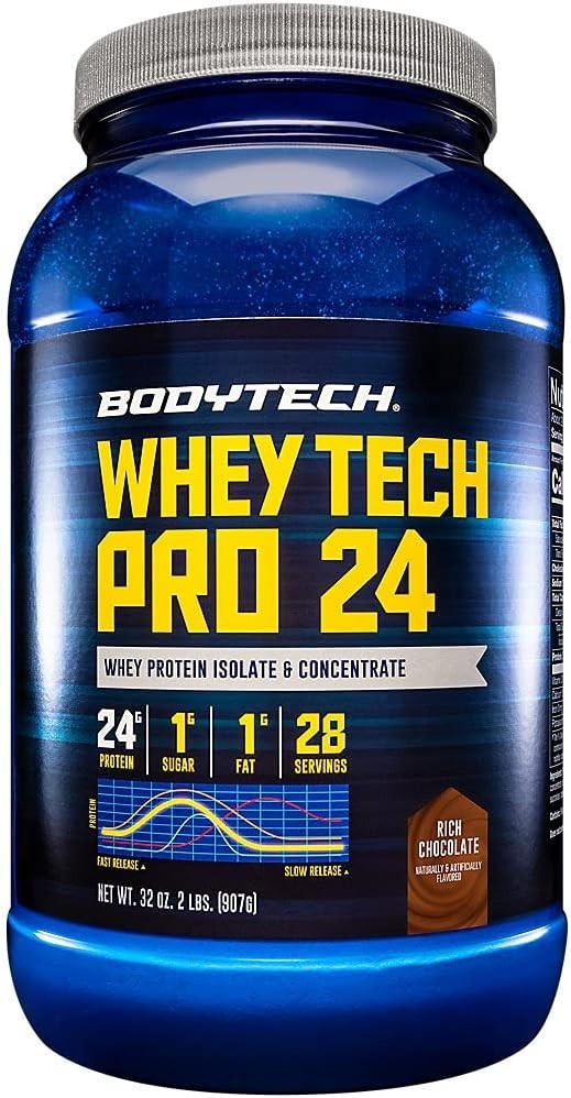 Whey Tech Pro24 2 lbs Rich Chocolate Powder - 32 Servings for Lean Muscle Gain