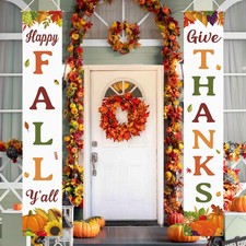 Fall Decorations for Home Welcome and Happy Fall Porch Banner Welcome Signs f...