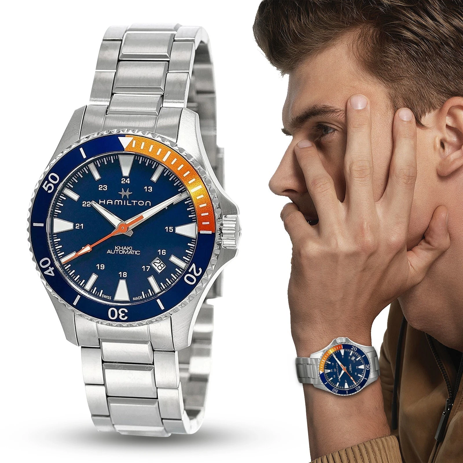 HAMILTON Khaki Navy Scuba 40MM SS Blue Dial Men's Watch Gifts