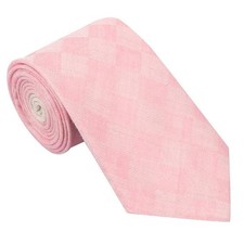 Men Fine Wool Necktie, Soft and Luxurious, Checkered Design, Extra fine Tie pink