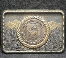 XC17137 VINTAGE 1970s NRA WHITTINGTON CENTER SECOND ELK HUNT MENS BELT BUCKLE