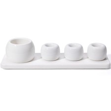 4 Pack Mini Ceramic Toothbrush Holder Stand with 1 Pack Water Absorbing Stone...
