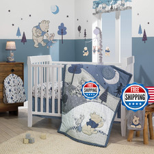 Lambs  Ivy Forever Pooh 3Piece Baby Crib Bedding Set, Blue