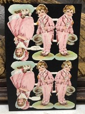 Young Girls  Boys Die Cut Scraps Glued on Paper Double Sided L15