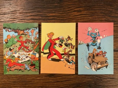 Spirou + Fantasio 3 x Postkarte Dupuis 1985 Promo Trésors du Journal du Spirou