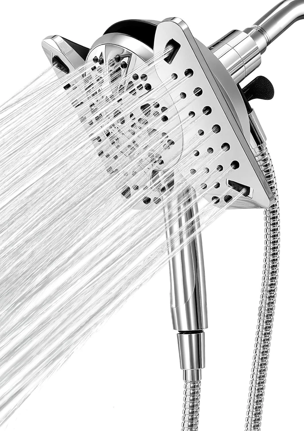 Shower Head with Handheld High Pressure, Rain Brushed Chrome