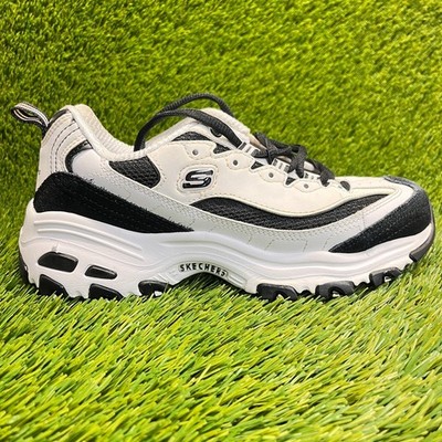 Skechers D'lites 1.0 Womens Size 7 White Black Athletic Running Shoes Sneakers