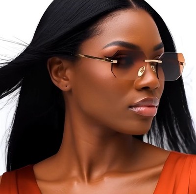The frameless geometric design modern, fashionable,  vintage-in Women Sunglasses