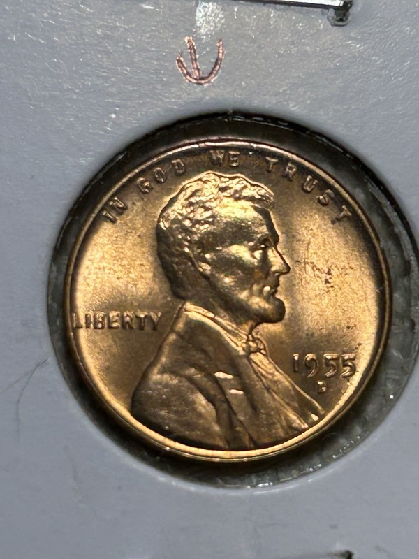 UNC 1955 D Penny Error Must See Cud Above WE Flake On Rev