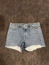 Levis 501 Button Fly Blue Denim Cut Off Shorts Women s 20W