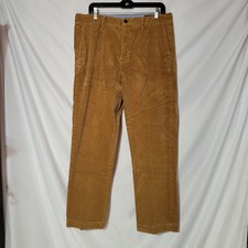 34/32 POLO RALPH LAUREN Camel Brown Corduroy Pants, Pockets, Flat Front