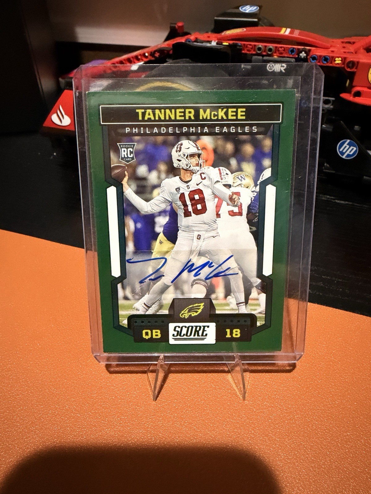 2023 Score - Rookies Tanner McKee #306 Signatures (AU, RC) Green Parallel Eagles