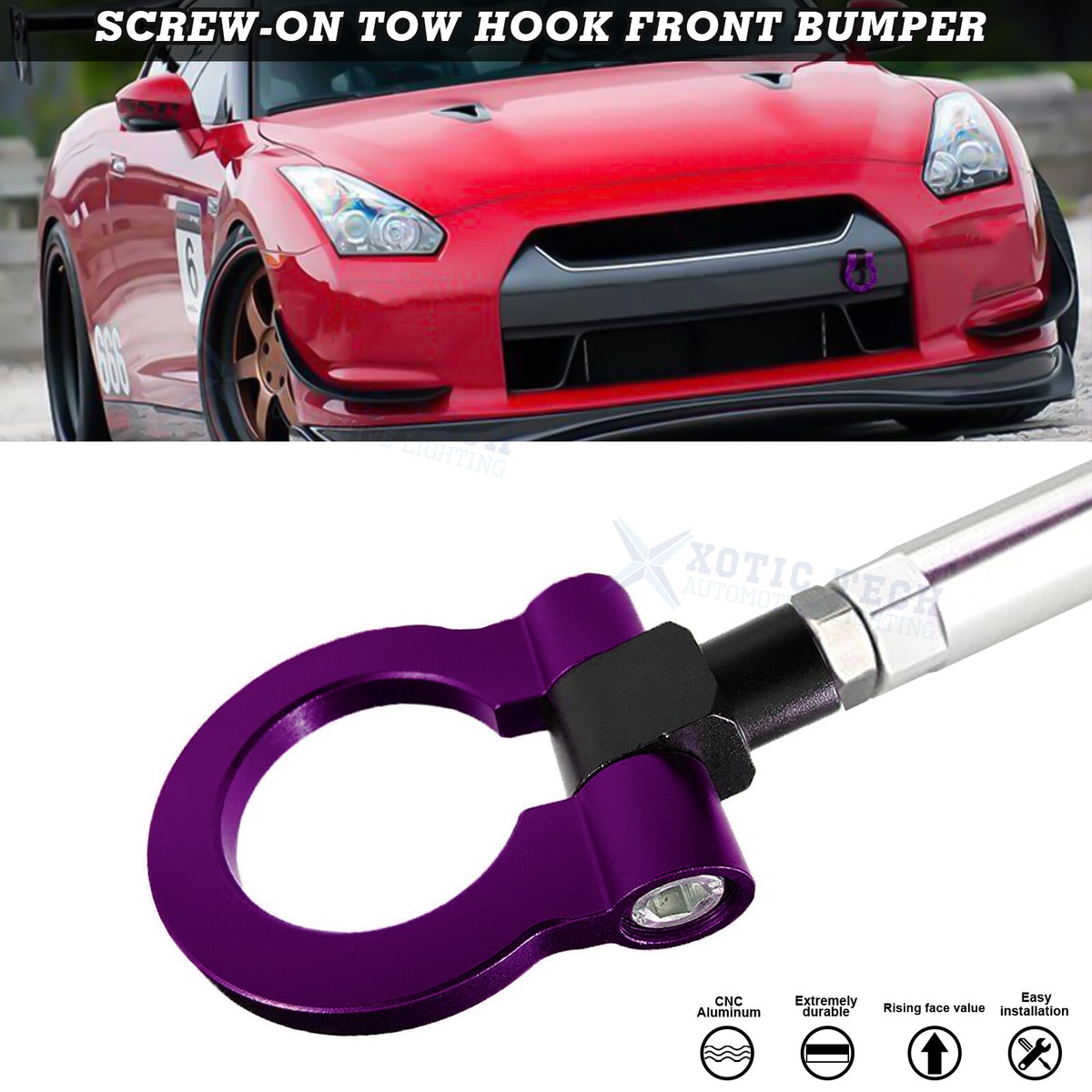 Track Racing Aluminum Purple Tow Ring Hook for Nissan GTR Infiniti G35 Q50 Q60