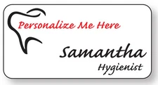 DENTIST OFFICE NAME BADGE PERSONALIZED CUSTOM FOR YOUR OFFICE MAGNETIC FASTENER