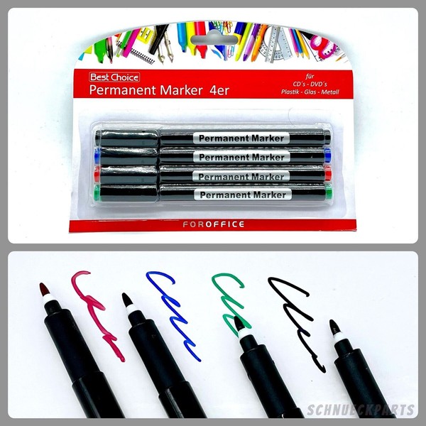 4X Permanent Marker 4 Farben Set Filzstifte Permanentmarker Stift Cd Dvd Glas --image