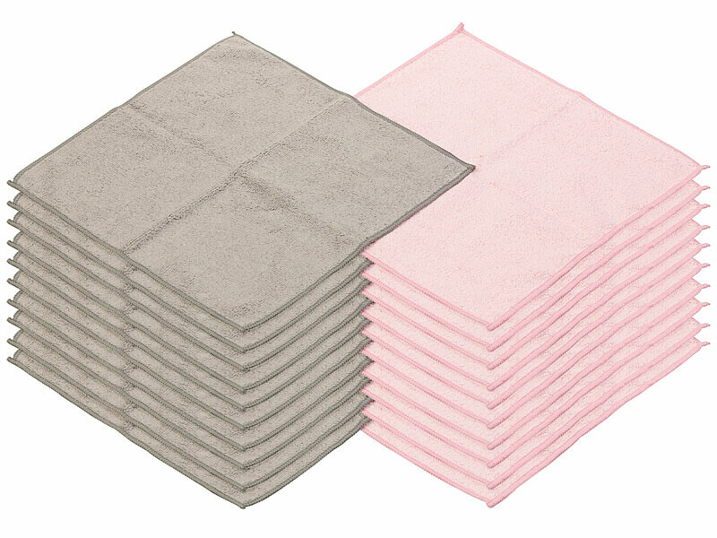 20 serviettes démaquillantes en microfibres roses et grises Sichler Beauty