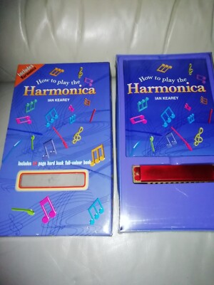 NEU MUNDHARMONIKA SPIELEN LERNEN BUCH UND HOCHWERTIGE ROTE METALLHARMONIKA UNTERRICHT