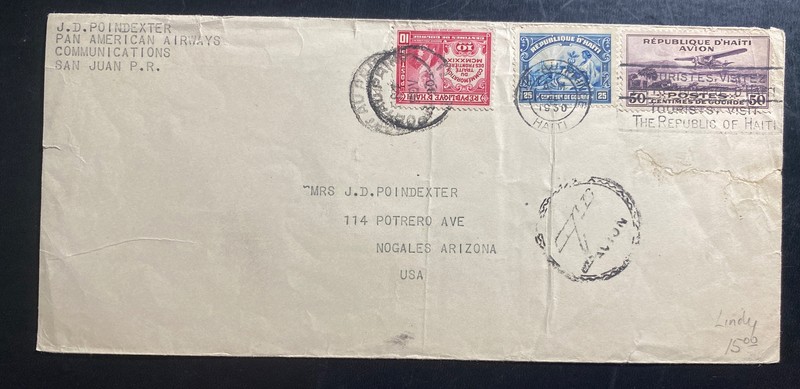 1949 Port Au Prince Haiti Airmail Cover To Nogales AZ USA