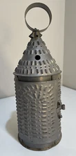 Vtg Pierced Tin Paul Revere Lantern Handcrafted Colonial America Style Primitive