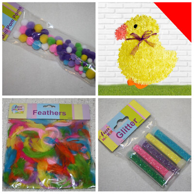 Ostern Frühling Deko - Federn, Glitzer, Bommeln - Hüte Haube Basteln