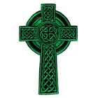 CELTIC CROSS PATCH - GREEN embroidered iron-on IRISH CHRISTIAN RELIGIOUS EMBLEM