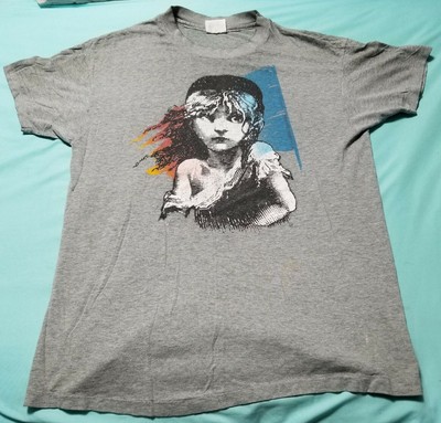 Vtg 80s Les Miserables Musical gray t 