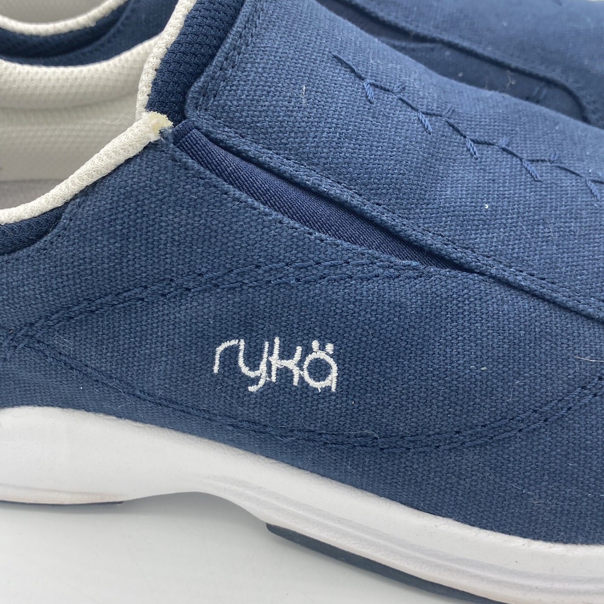 NEW RYKA Blue canvas Slip On Shoes Promenade hiker walking