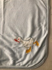 Vintage Little Me by Schwab Baby Blanket Blue White Check Yellow Duck USA Made