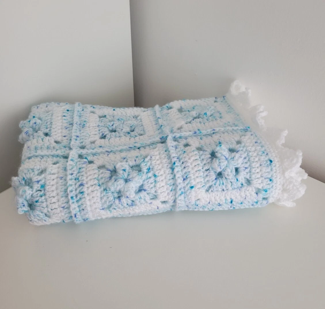 Blue and best sale white baby blanket