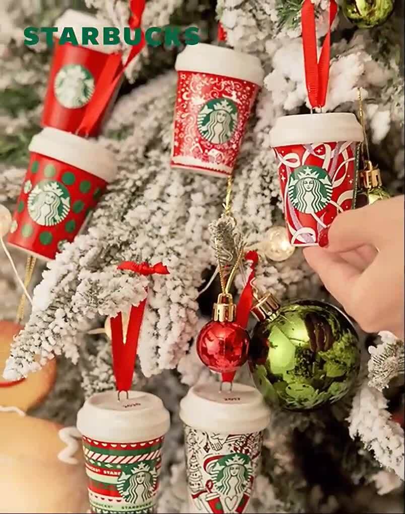 Starbucks 2016-2021 Christmas Mini Red Cup Cute Ornaments 6pcs Set