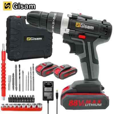88VF Electric Impact Drill Cordless Screwdriver Drill Rechargeable Battery