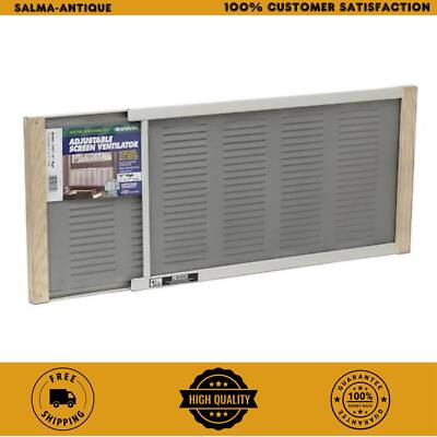 Adjustable Vented Metal Window Mesh Bug Screen Ventilator Sliding Louver 10''x37''