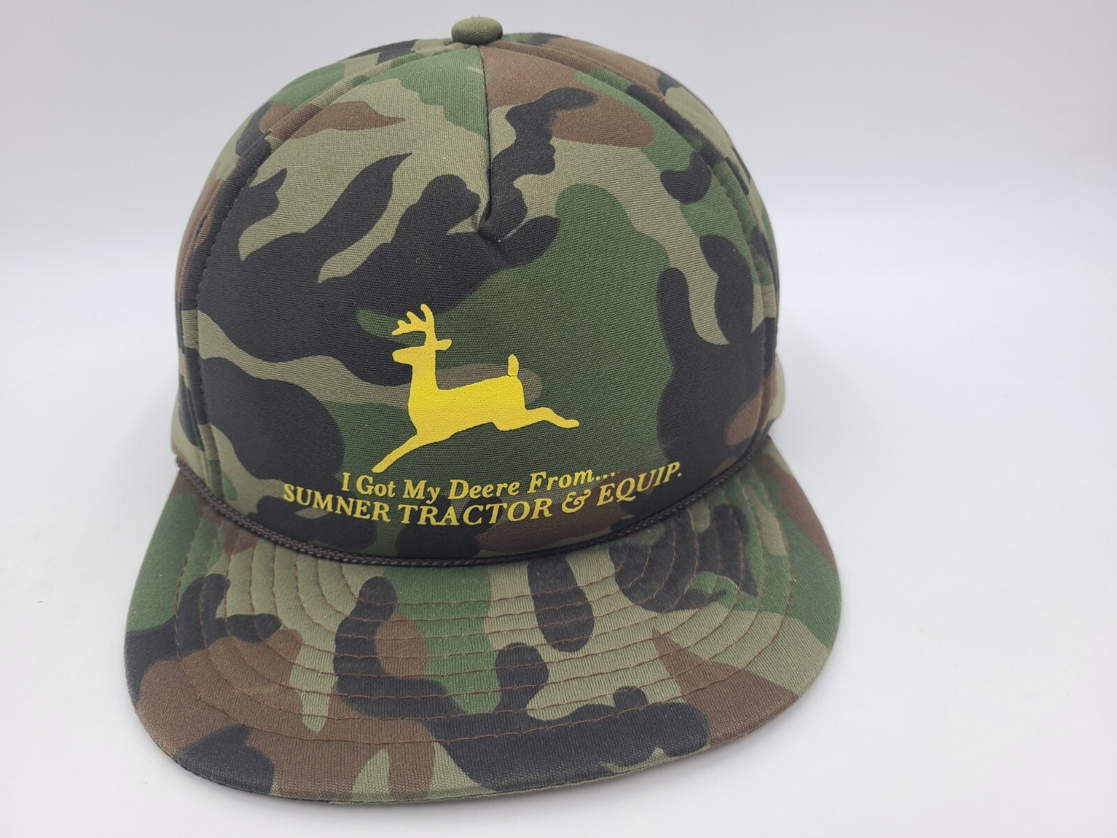 Vintage John Deere Sumner Tractor & Equipment Camo Snapback Hat Cap Men Green