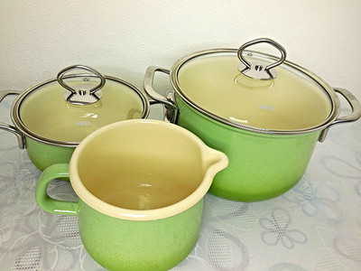 RIESS Email Emaille Topfset Töpfe 3 teiliges Starter- Set Kochtopf Induktion  