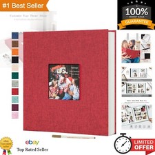 Elegant Red Linen Cover DIY Scrapbook Album - 60 Pages for Cherished Memories