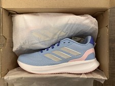 adidas Kids US 4.5 Run Falcon 5J Running Shoes Glow Blue/ Silver Metallic / Pink