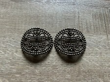 Antique Victorian Vintage Steel Cut Decorative Shoe Buckle Pair Made in France