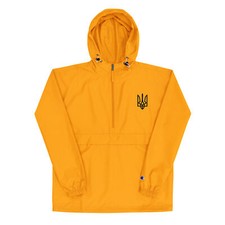 Ukraine Coat Of Arms Windbreaker Jacket, Embroidered, Hood, Pullover Half Zip