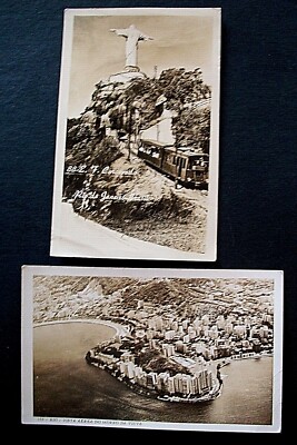 2 RPPC Lot; Rio de Janeiro, Brazil Postcard, E F 88 Corcovado & Morro Da Viuva