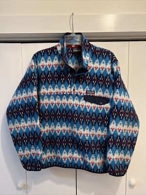 Patagonia Synchilla Snap-T Fleece Pullover Forest Carpet Deep Sea Blue Mens Sz S