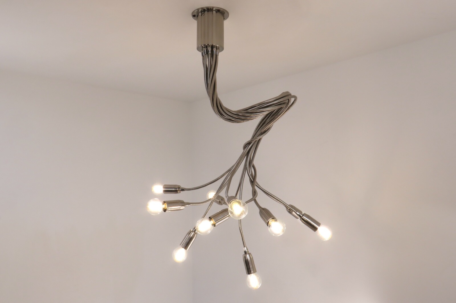 Lampadario 10 Luci Nichel Plafoniera Bracci Orientabili Alta Luminosità