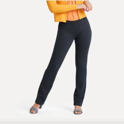 Betabrand Straight-Leg Classic Dress Pant Yoga Pants in Charcoal Size  Medium