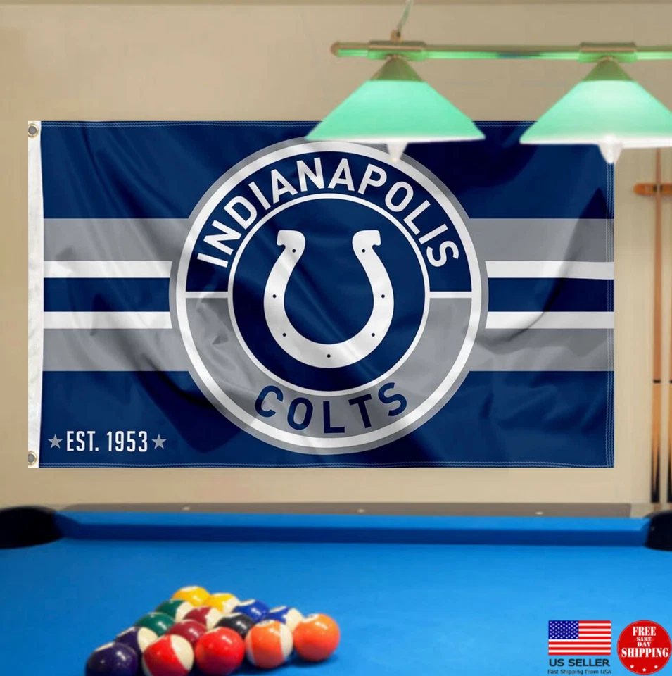 Indianapolis Colts Retro Vintage 3x5 Bandera Hombre Cueva 3 x 5 Bandera EE. UU. Foto 3 de 4