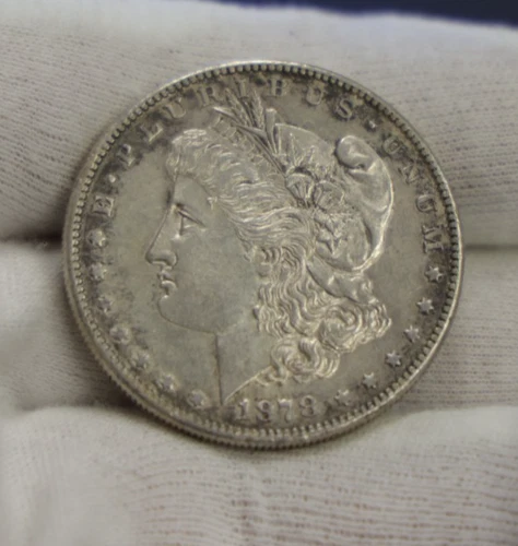 1878 S US Morgan Silver Dollar $1 AU (Cleaned)