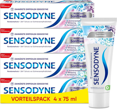Sensodyne MultiCare Sanftweiß Zahncreme Fluorid schmerzempfindliche Zähne 4x75ml