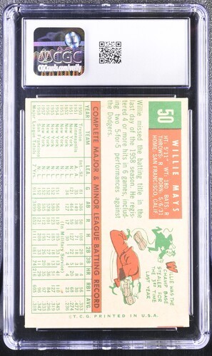 1959 Topps - Willie Mays #50 CGC 4.5 VG-EX+ MLB Vintage HOF Card SHARP Giants view 2
