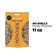 Wonderful Pistachios, No Shells Honey Roasted Nuts, 11 Ounce Bag